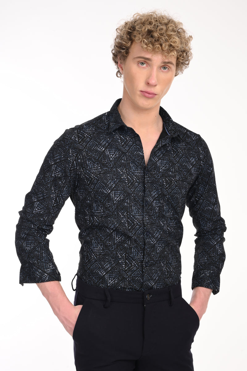 Premium Stretch Cotton Textured Printed Shirt