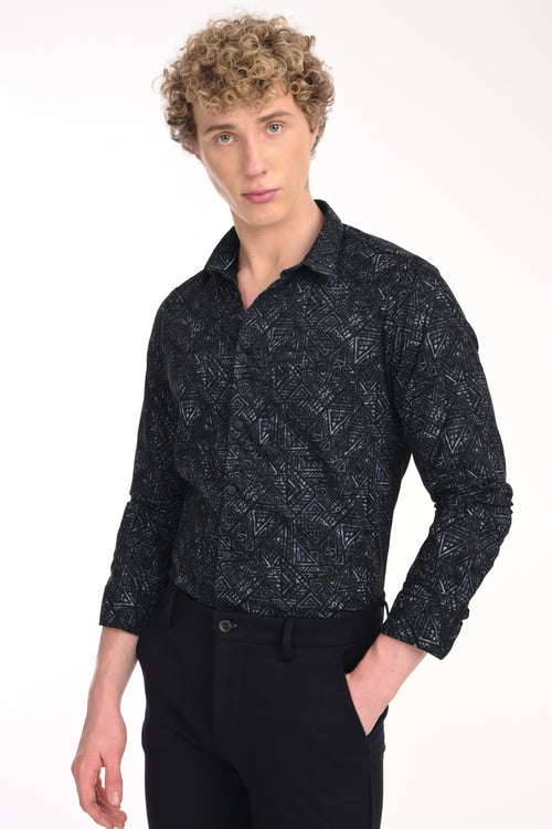 Premium Stretch Cotton Textured Printed Shirt