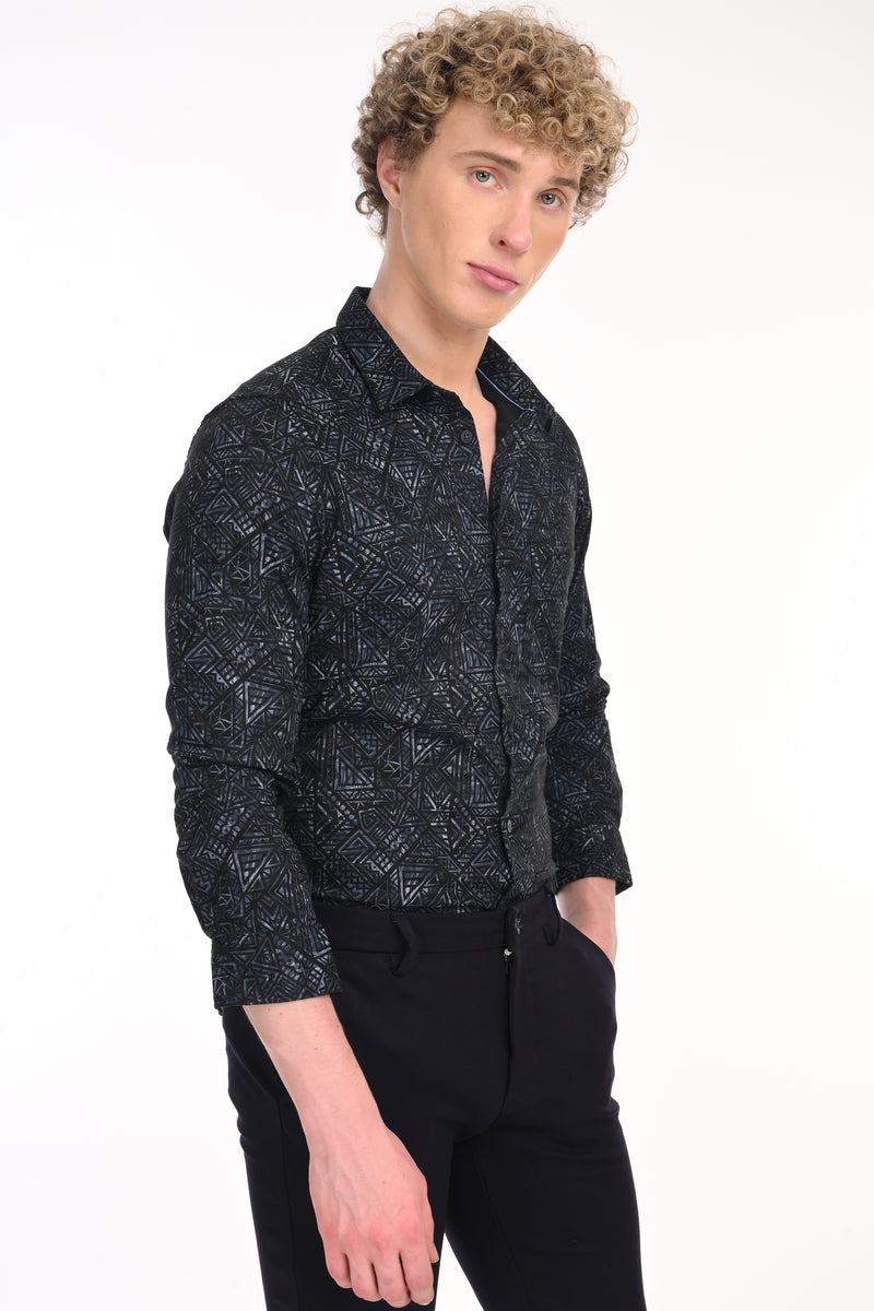 Premium Stretch Cotton Textured Printed Shirt