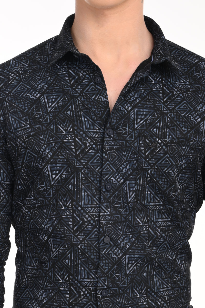 Premium Stretch Cotton Textured Printed Shirt