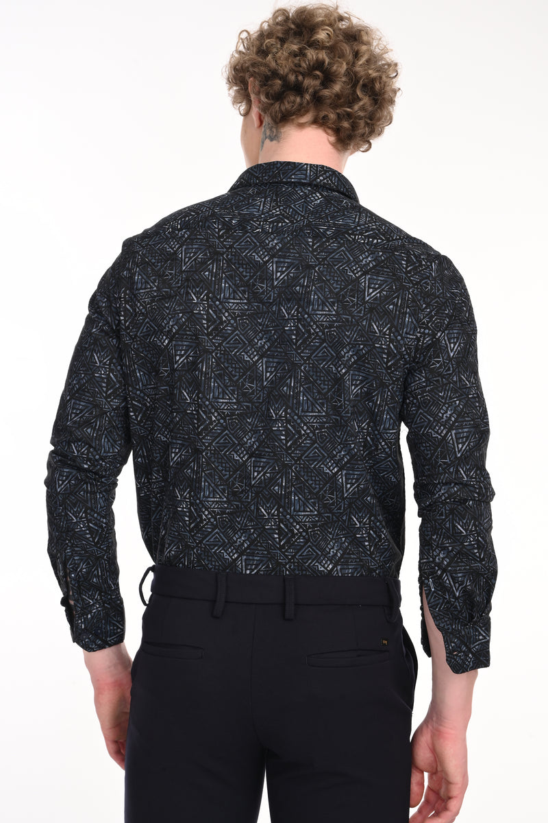Premium Stretch Cotton Textured Printed Shirt