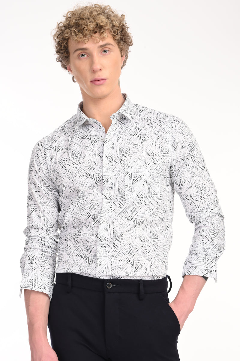 Premium Stretch Cotton Textured Printed Shirt