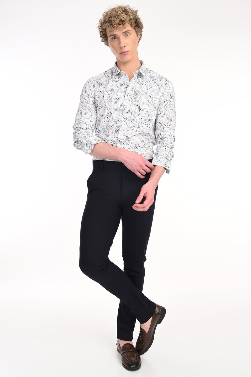 Premium Stretch Cotton Textured Printed Shirt