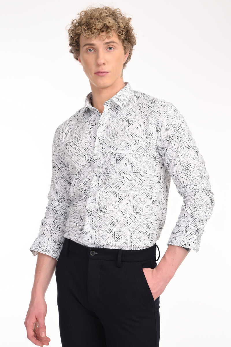 Premium Stretch Cotton Textured Printed Shirt
