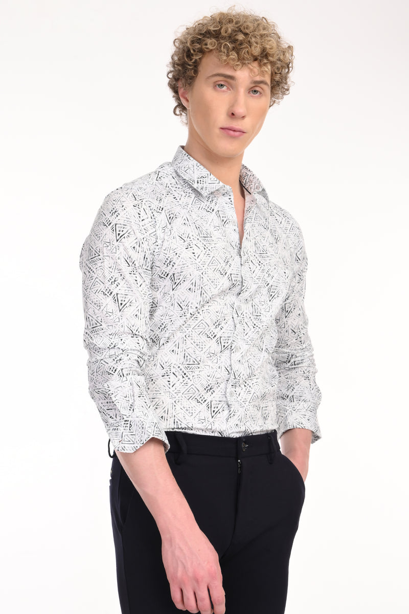 Premium Stretch Cotton Textured Printed Shirt