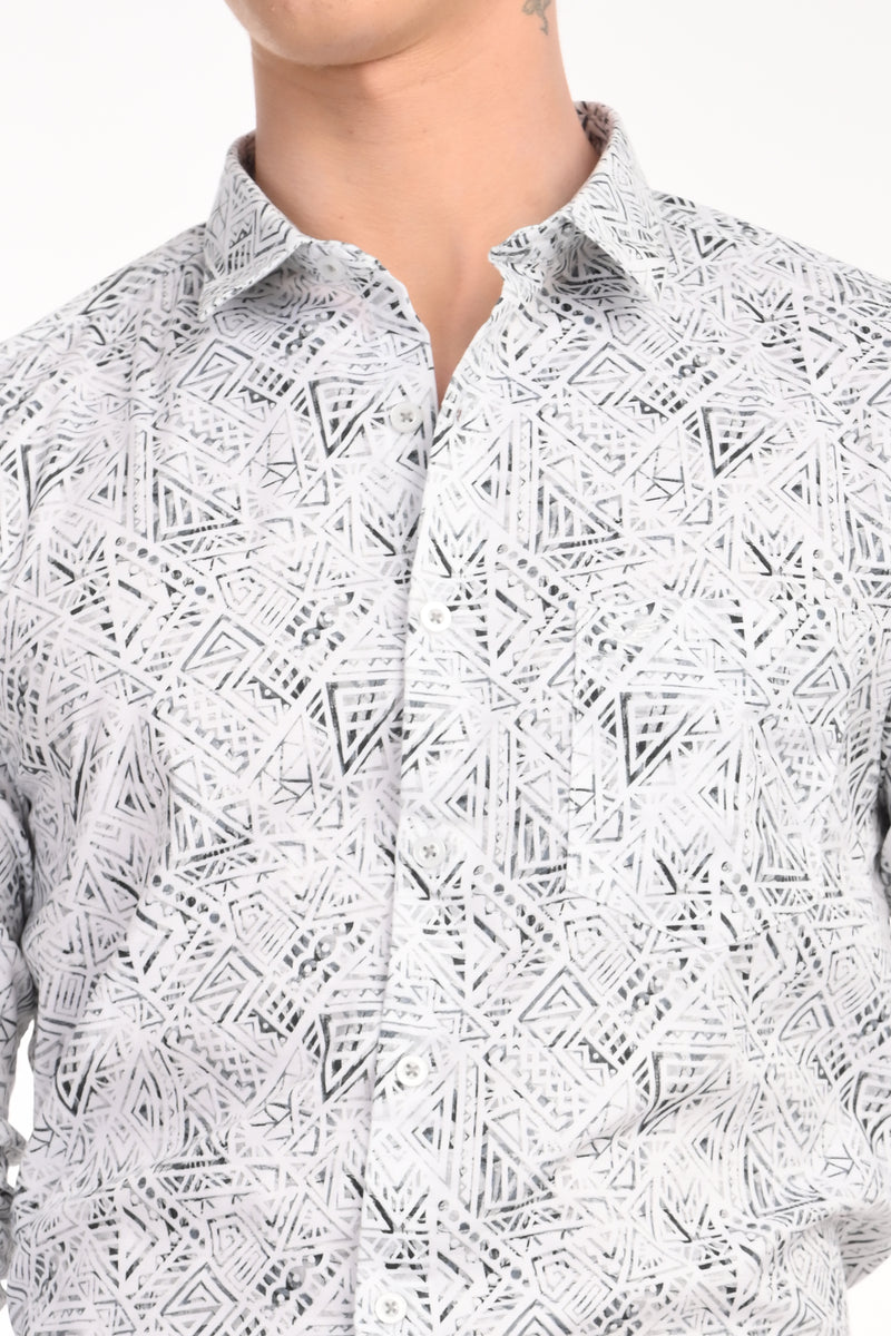 Premium Stretch Cotton Textured Printed Shirt