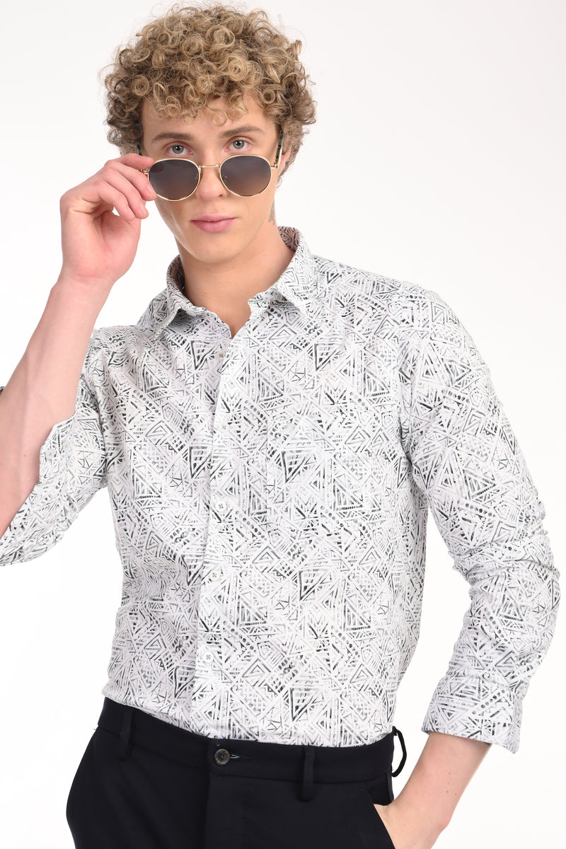Premium Stretch Cotton Textured Printed Shirt