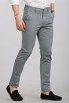 Sage Blue Solid Textured Stretch Trouser