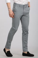 Sage Blue Solid Textured Stretch Trouser