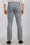 Sage Blue Solid Textured Stretch Trouser