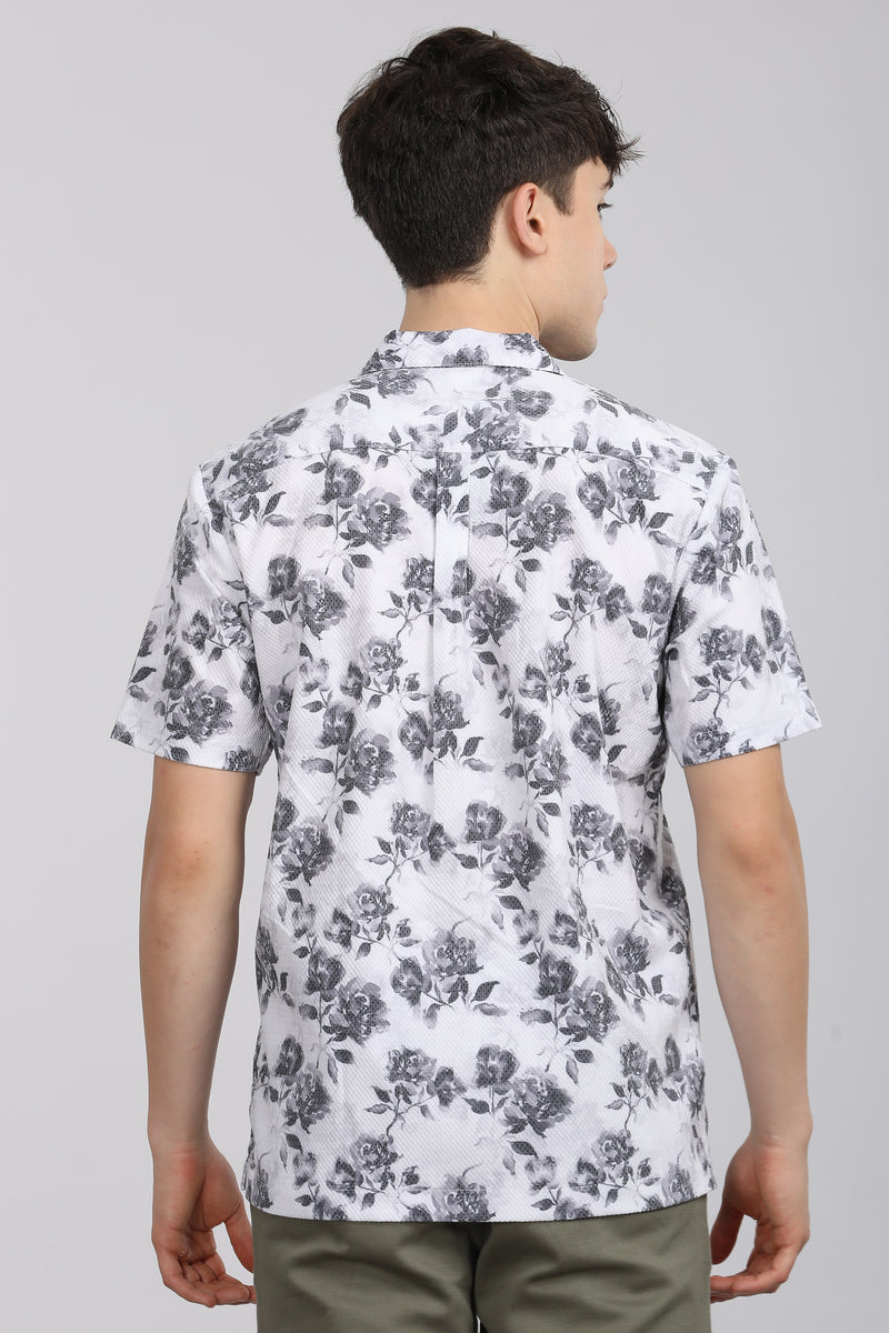 Slim Fit Printed Cuban Collar Shirt