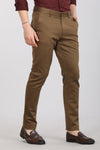 Brown Solid Textured Stretch Trouser