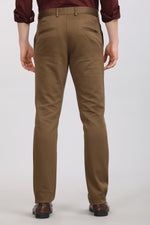 Brown Solid Textured Stretch Trouser