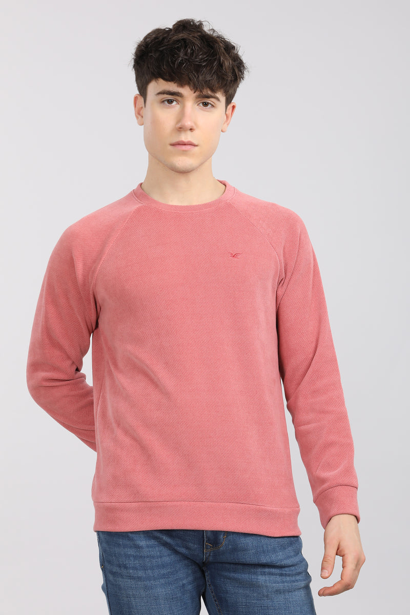 Sage Pink Weekend Textured Sweatshirt