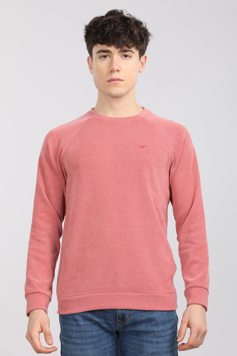 Sage Pink Weekend Textured Sweatshirt