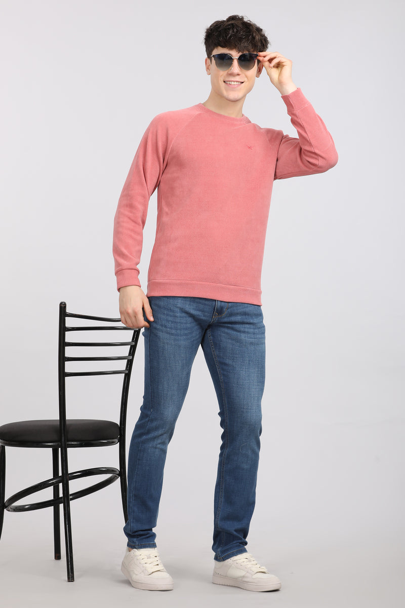 Sage Pink Weekend Textured Sweatshirt