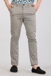 Grey Solid Textured Stretch Trouser