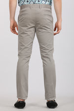 Grey Solid Textured Stretch Trouser