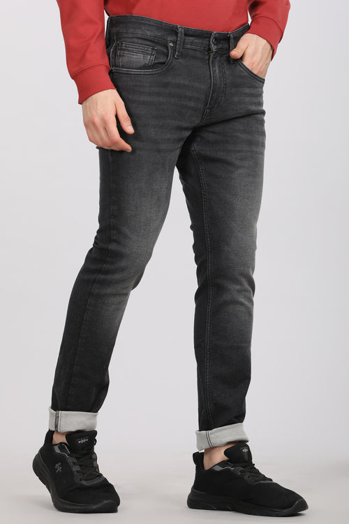 Dark Grey Five Pocket Knitted Jeans