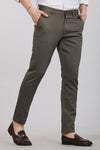 Dark Olive Solid Textured Stretch Trouser