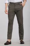 Dark Olive Solid Textured Stretch Trouser