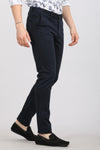 Navy Solid Textured Stretch Trouser