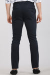 Navy Solid Textured Stretch Trouser