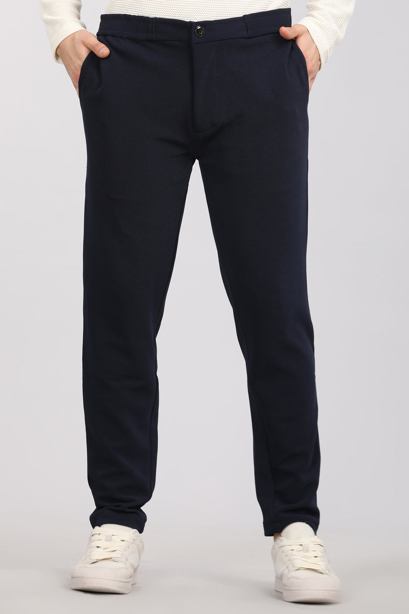 Navy Slim Fit Knitted Smart Joggers