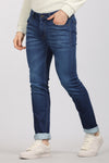 Dark Blue Five Pocket Knitted Jeans