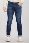 Dark Blue Five Pocket Knitted Jeans