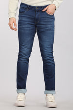 Dark Blue Five Pocket Knitted Jeans