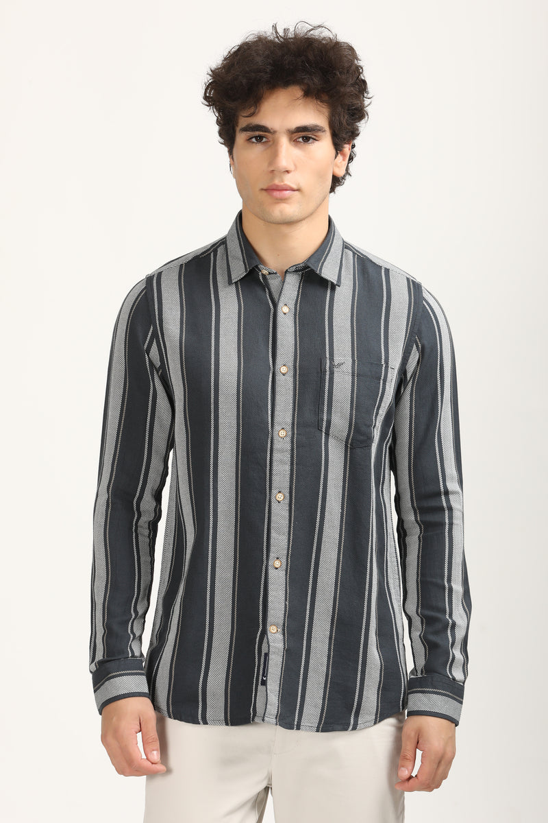 Premium Cotton Textured Stripe Shirt