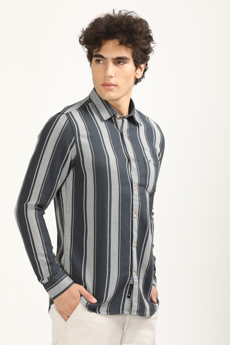 Premium Cotton Textured Stripe Shirt