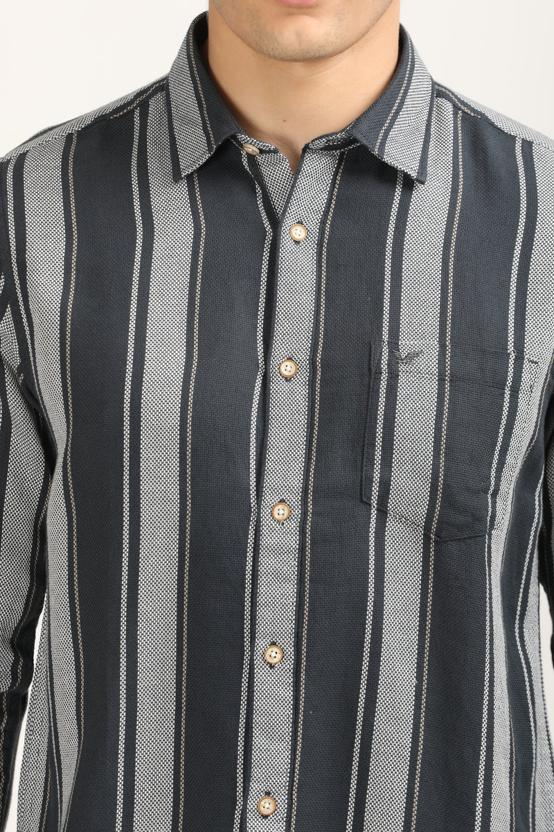 Premium Cotton Textured Stripe Shirt