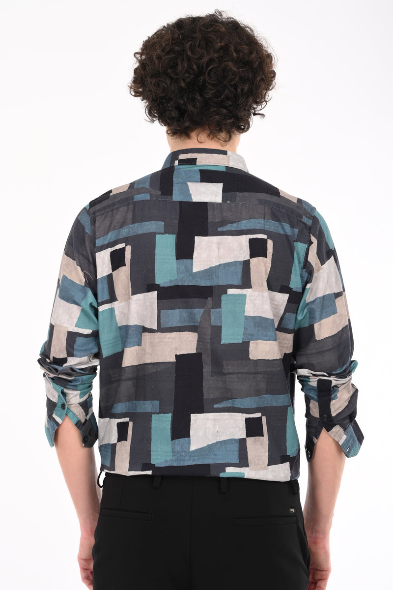 Textured Cotton Printed Shirt