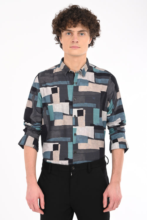 Textured Cotton Printed Shirt