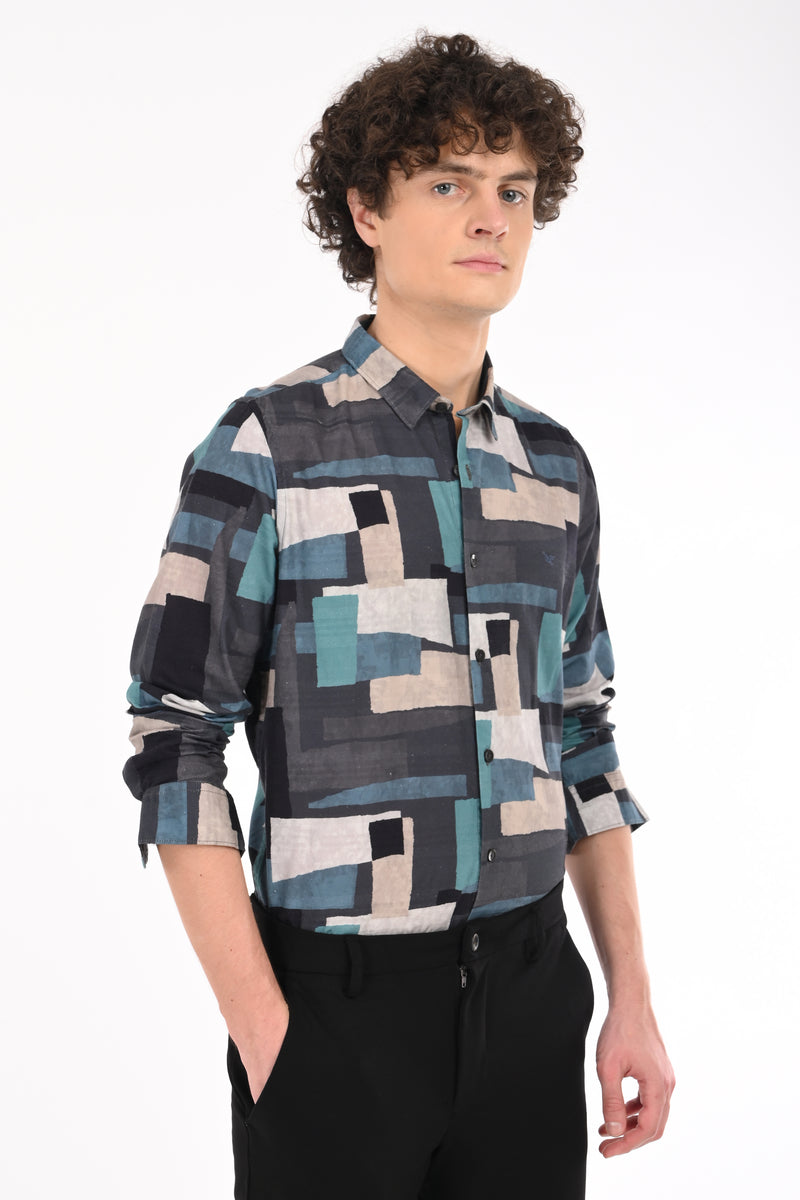 Textured Cotton Printed Shirt