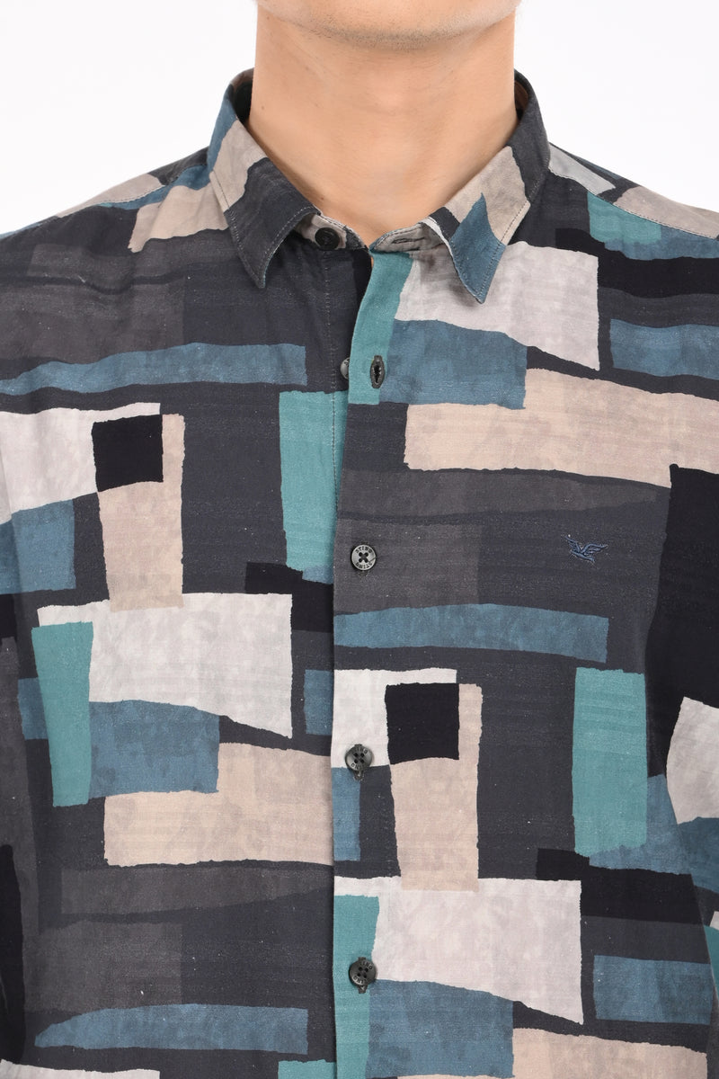 Textured Cotton Printed Shirt