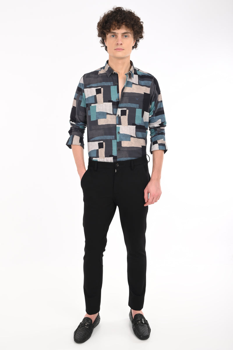 Textured Cotton Printed Shirt