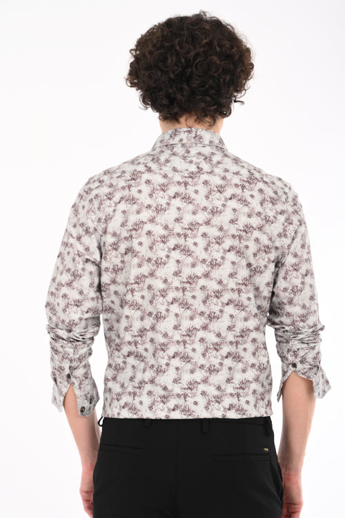 Oxford Stretch Cotton Printed Shirt