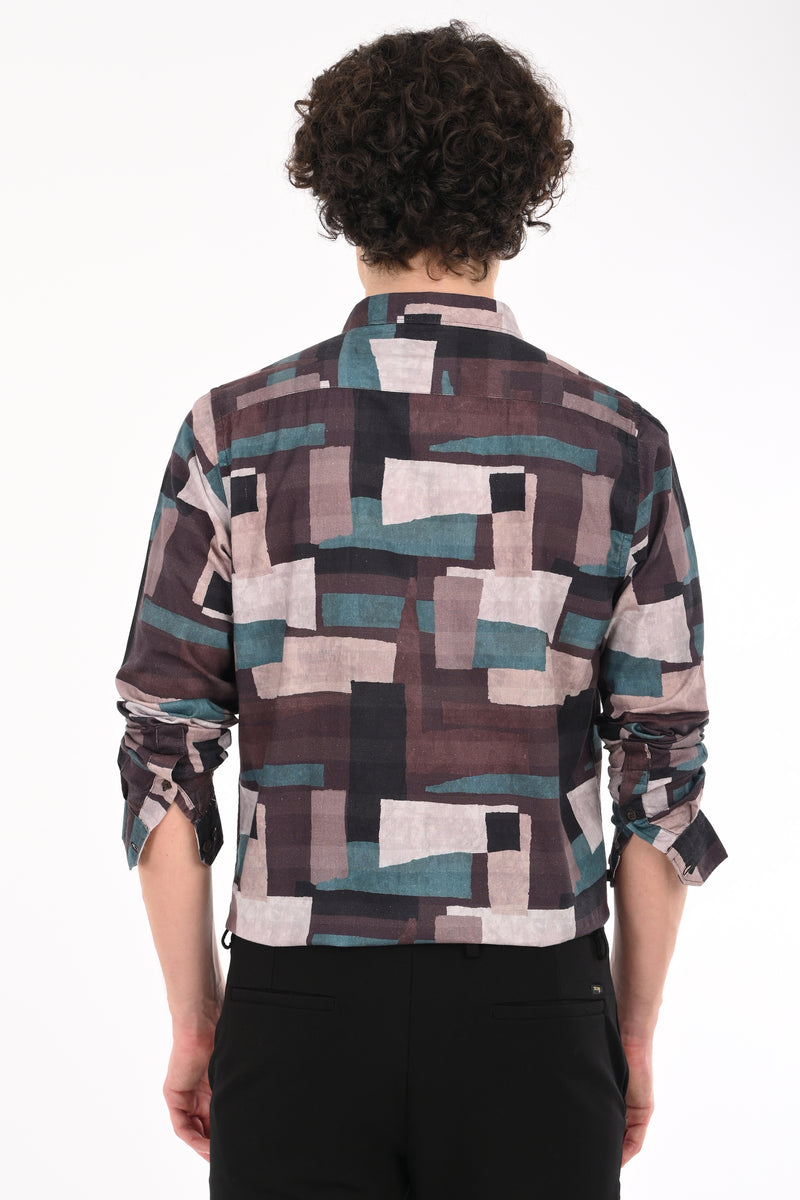 Textured Cotton Printed Shirt