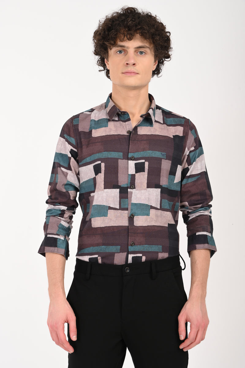 Textured Cotton Printed Shirt
