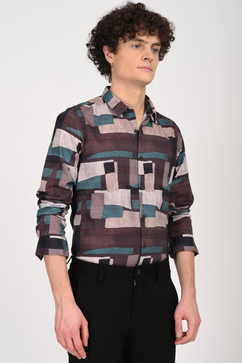 Textured Cotton Printed Shirt