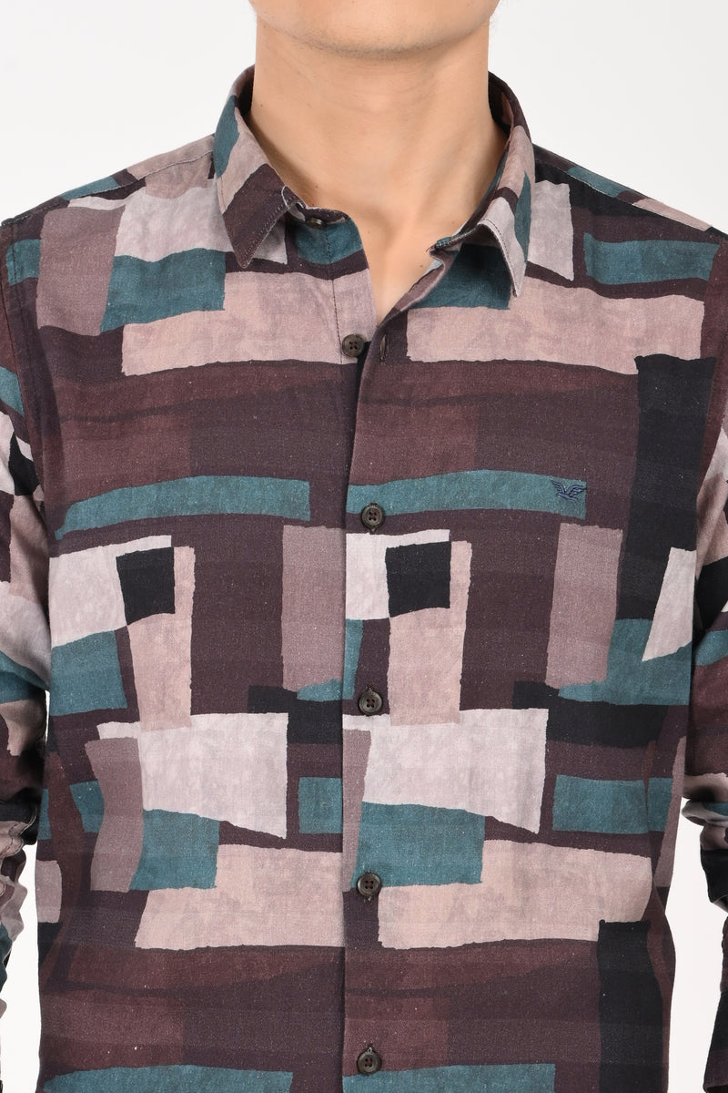 Textured Cotton Printed Shirt