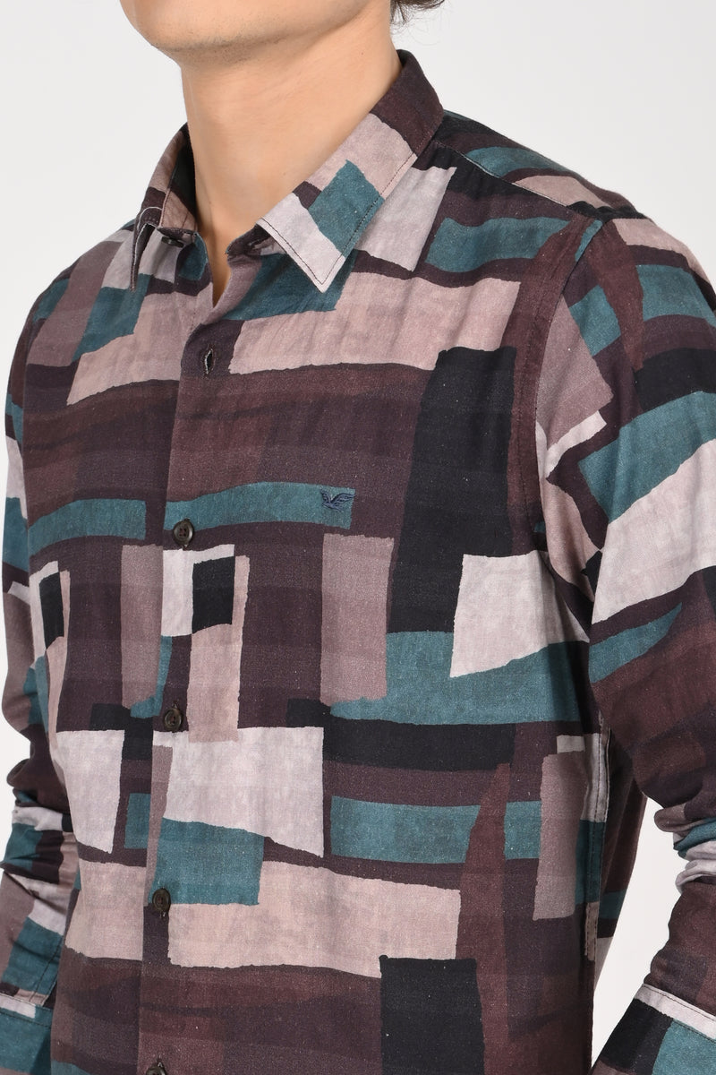 Textured Cotton Printed Shirt