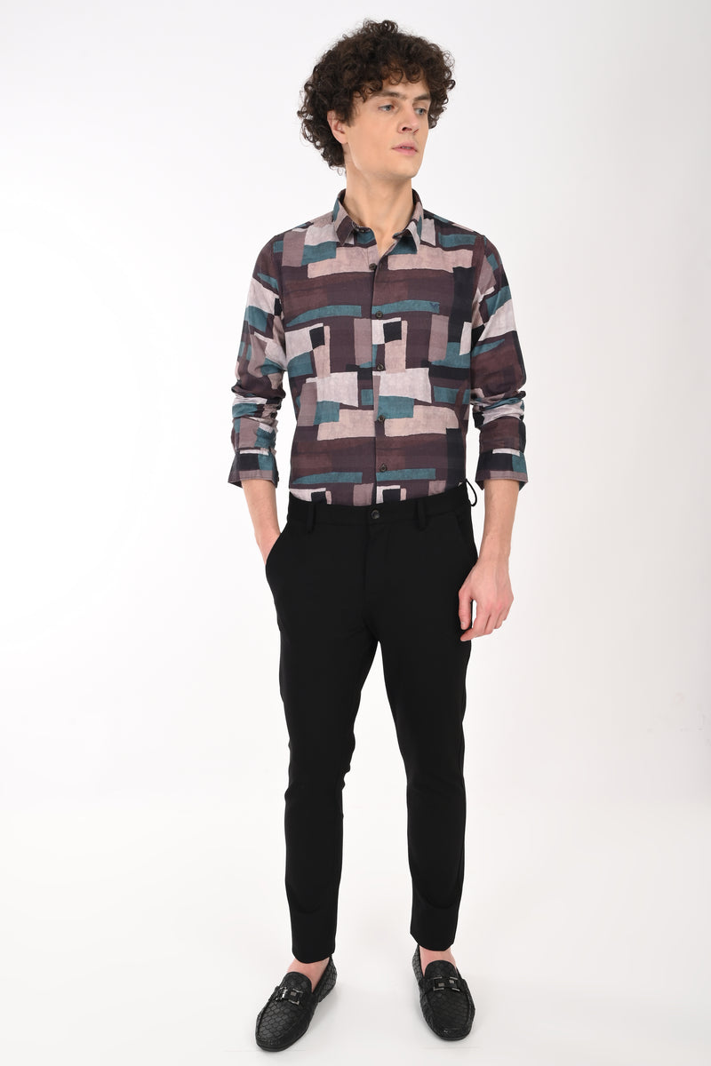 Textured Cotton Printed Shirt