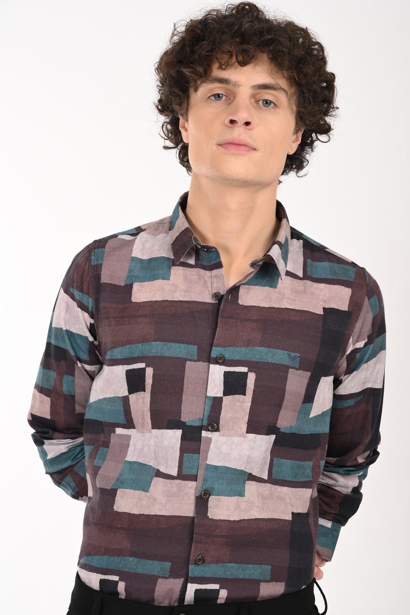 Textured Cotton Printed Shirt