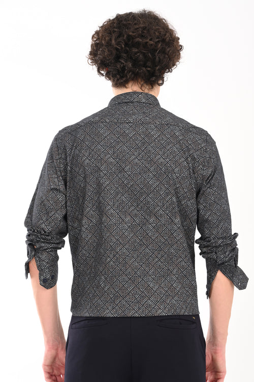 Textured Cotton Printed Shirt