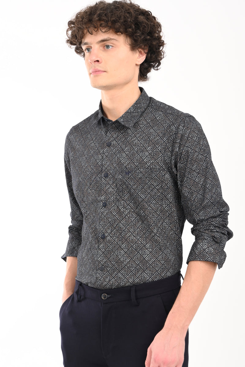 Textured Cotton Printed Shirt