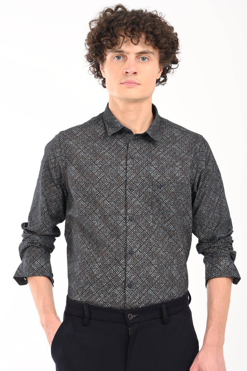 Textured Cotton Printed Shirt